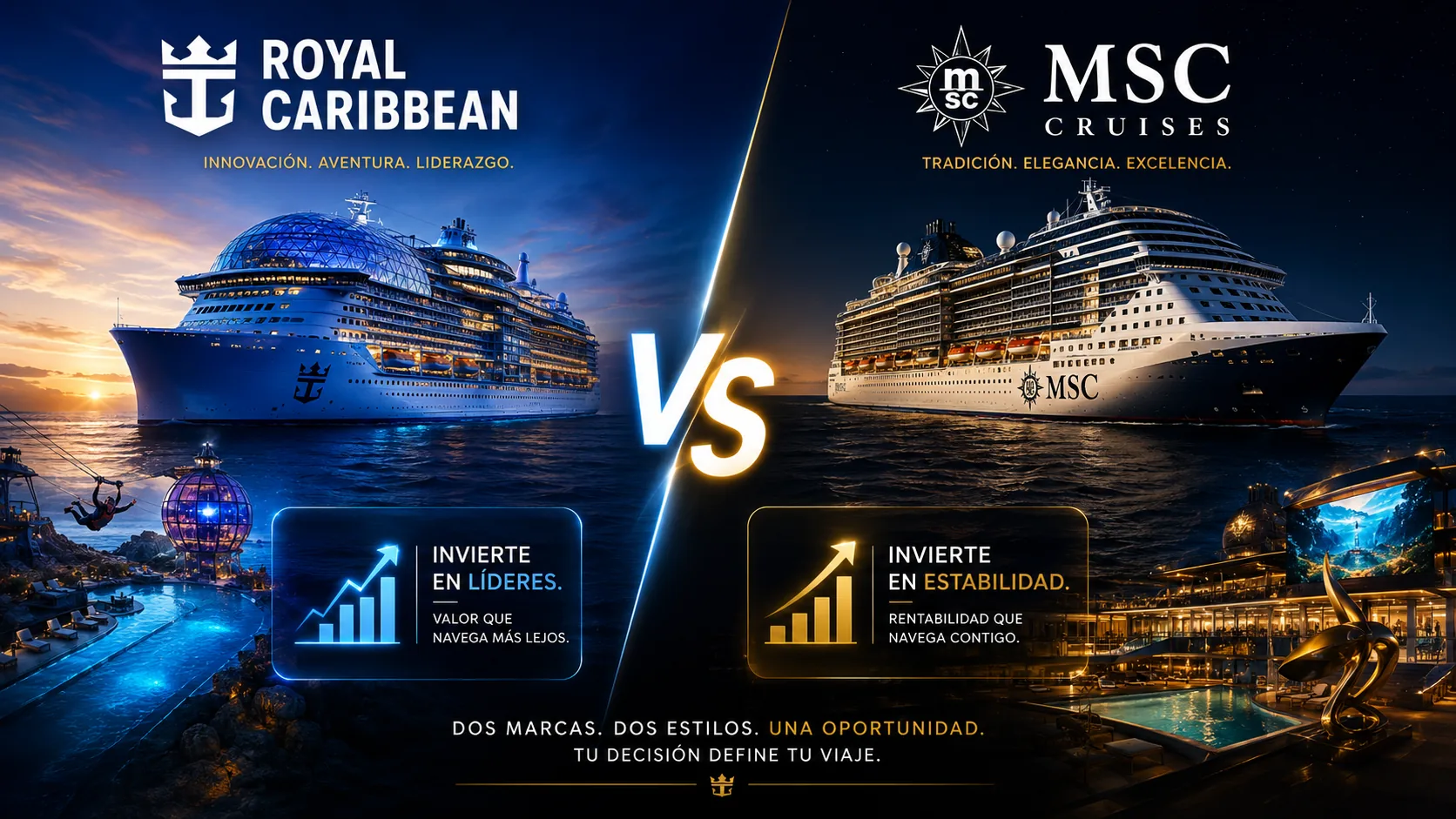 Comparativa de Royal Caribbean y MSC Cruises: ingresos, margen operativo, deuda y pasajeros transportados
